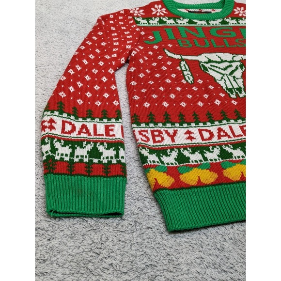 Rock & Roll Denim Cowboy‎ Rodeo Dale Brisby Ugly Holiday Christmas Sweater Small - Picture 2 of 15
